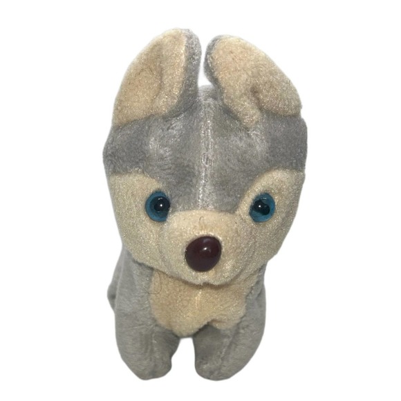 Flufff N Stuff Mushy The Puppy Blue Eyes  Dog Plush Husky Mini Beanie Toy Kid 6” - Picture 1 of 8